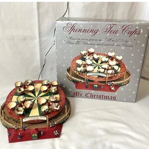 Spinning Tea Cups Holiday Decor Mr. Christmas Lights Music